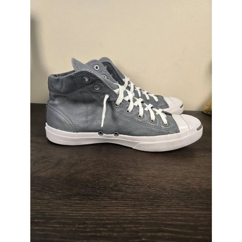 Converse Jack Purcell Jack Mid Leather Cool Grey Men's Shoes Size 9